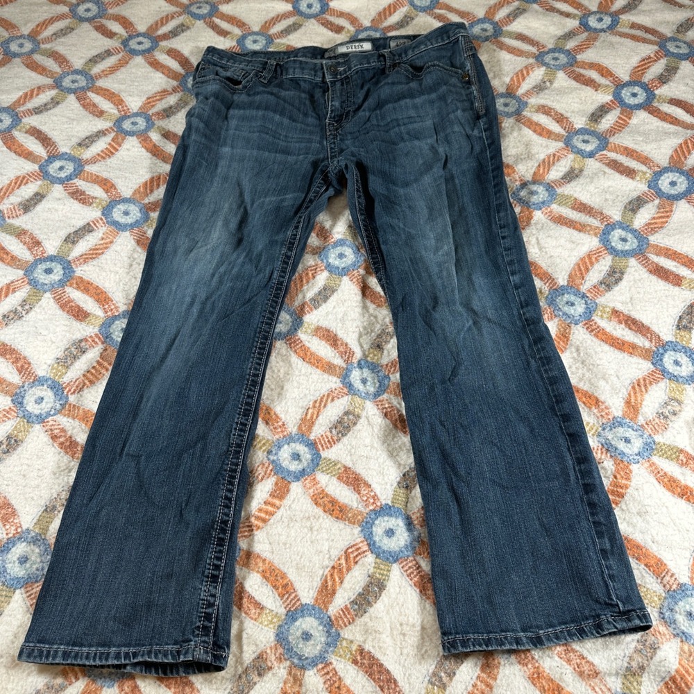 BKE Derek Mens Straight Leg Jeans Dark Wash Blue Denim 42x30 Classic Fit 72635